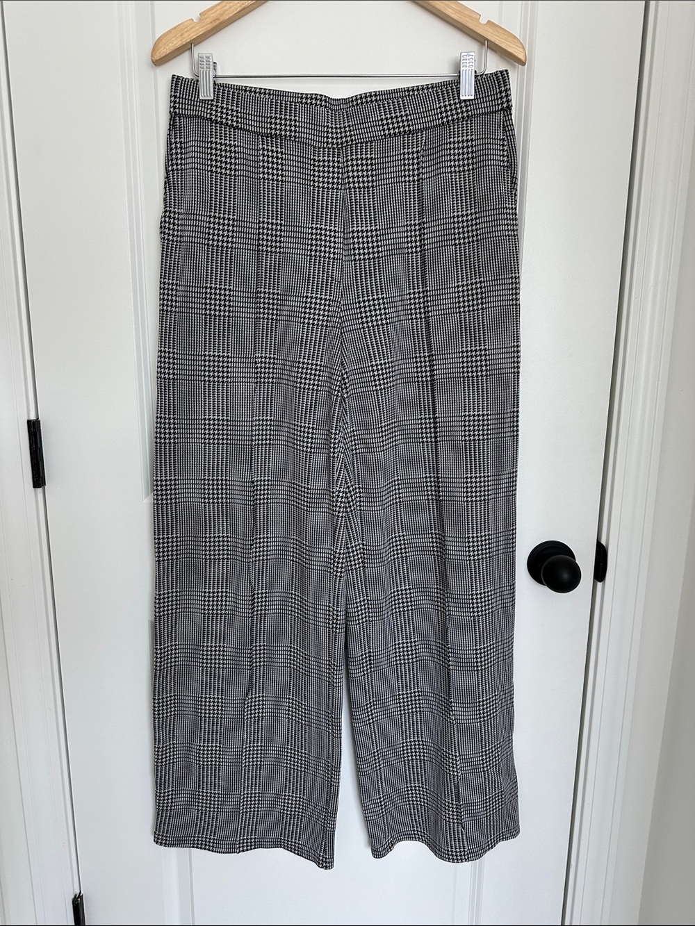 J. Jill Women's Glen Plaid Wide-Leg Pants Black/White S
